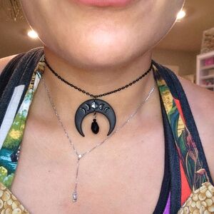 Half moon clay necklace